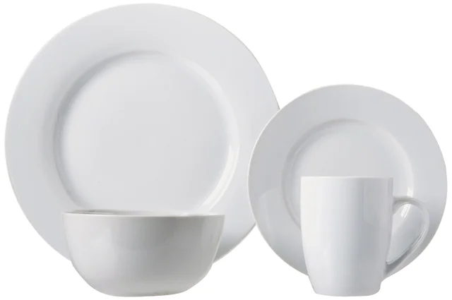 AmazonBasics 白色瓷餐具｜16件・4人用 · 同款實物照片