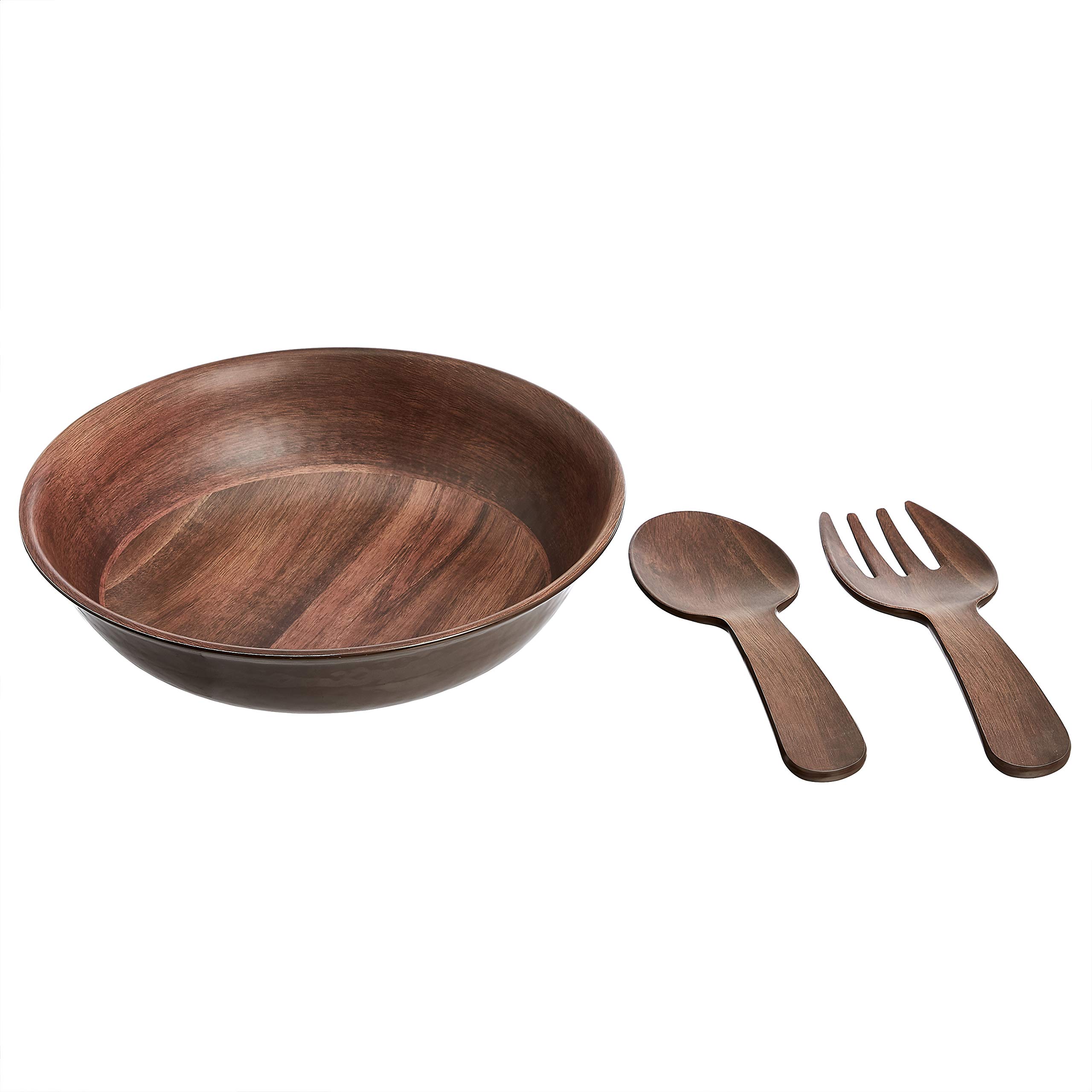 AmazonBasics 木紋沙律碗連餐具｜13.8吋