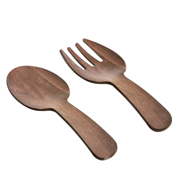 AmazonBasics 木紋沙律碗連餐具｜13.8吋 · 同款實物照片
